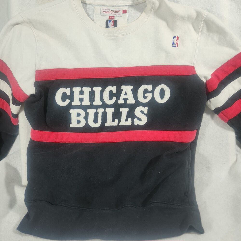 Mitchell & Ness Vintage Chicago Bulls NBA Crewneck Sweatshirt Size L Black/Red